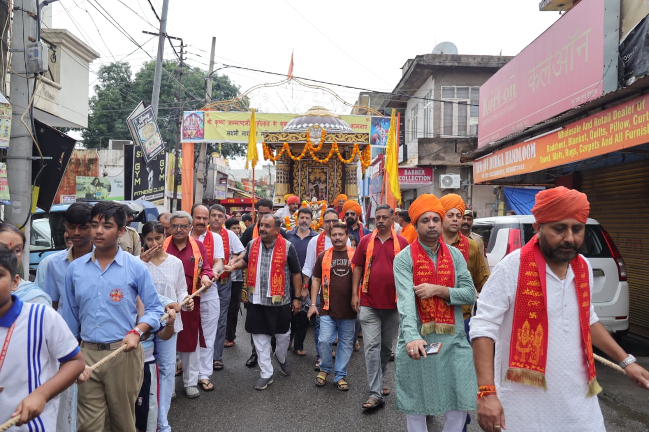 Sh. Lakshmi Narayan Mandir management trust organizes colourful Rath yatra during the celebrations of Shri Krishna Janamashtmi