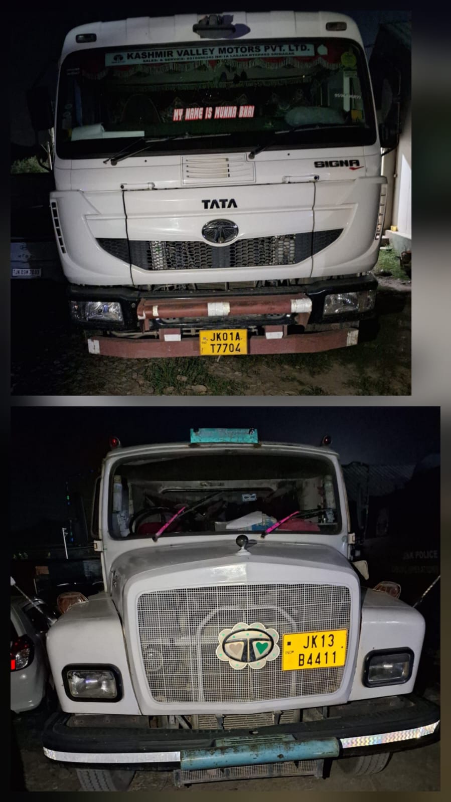 Awantipora Police Seized   02 Tippers involved in illegal transportation of minerals in Khrew
