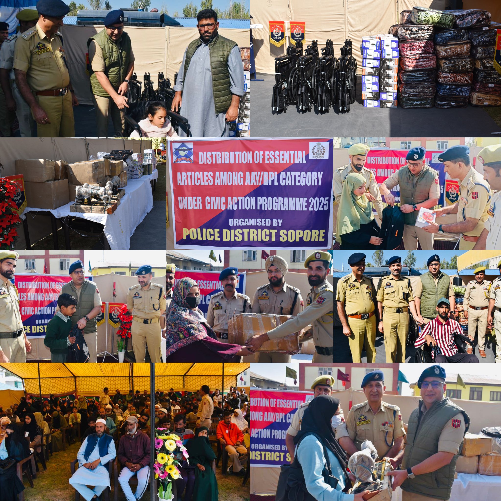 Sopore Police Distributes Essential Items to Deserving Families Under Civic Action Programme