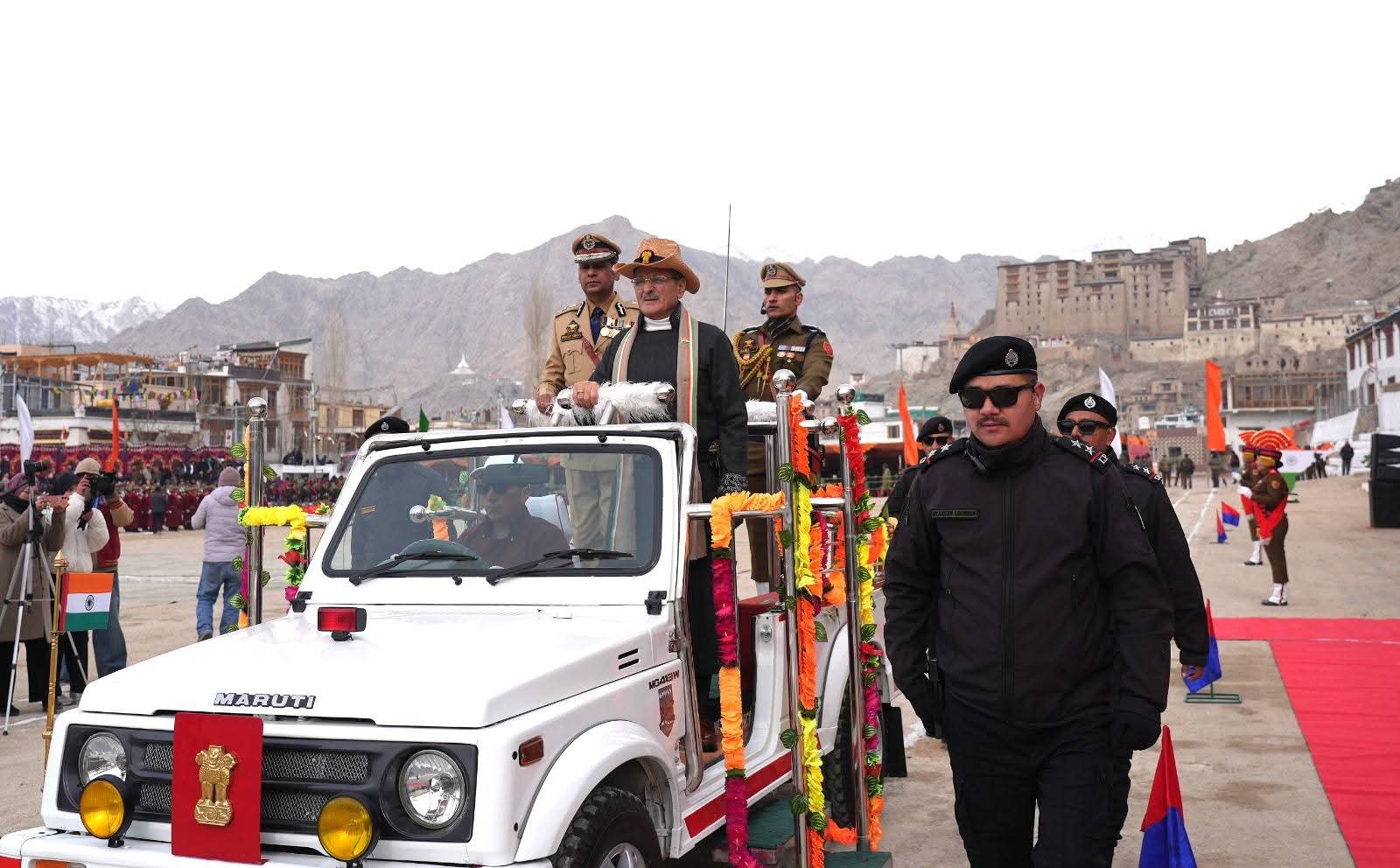 Ladakh Lieutenant Governor Kavinder Gupta Leads 77th Republic Day Celebrations at Leh Polo Ground
