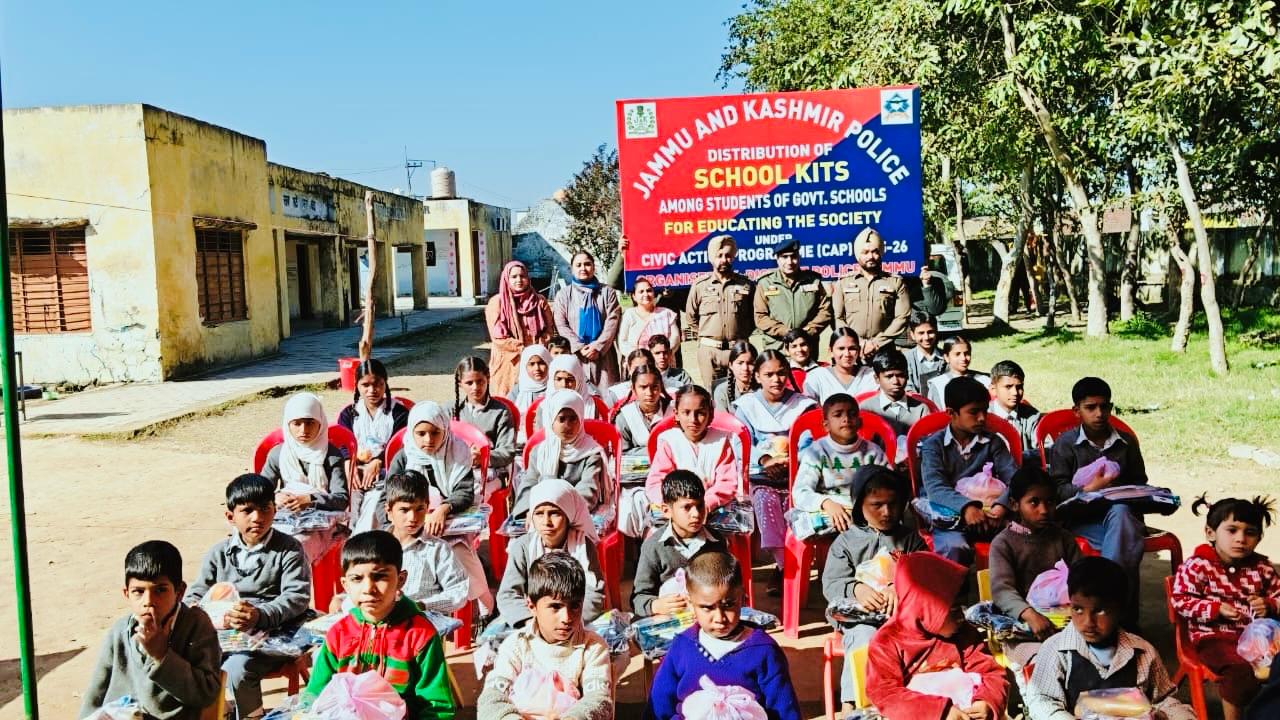 J&K Police Empowers Students in Miran Sahib Through Civic Action Programme; School Kits Distributed