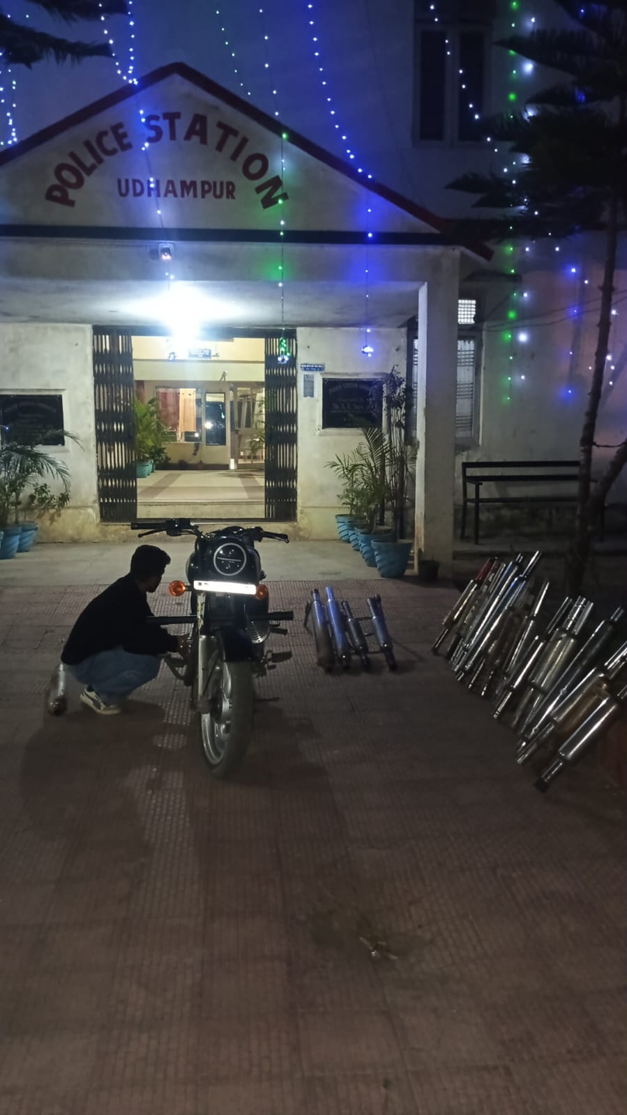 Udhampur Police Seize Modified Motorcycles; SHO Purab Singh Leads Crackdown on Noise Pollution