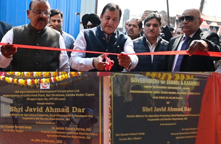 Javid Dar Boosts J&K Livestock Sector: Modernized Cattle Feed Plant and Wool Mandi Launched in Samba