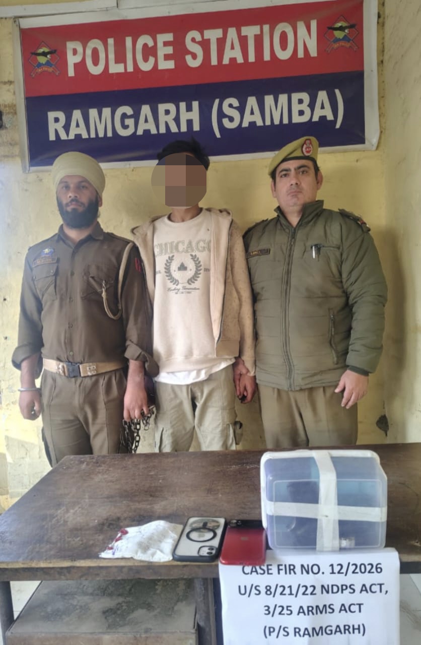 Samba Police Apprehend Hardcore Criminal; Pistol, Live Ammo, and Heroin Recovered