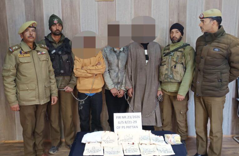 Baramulla Police Apprehend Three Suspects with Brown Sugar in Pattan Narcotics Raid