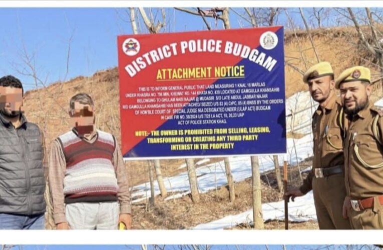 Budgam Police Attach Land Property of JKNOP Operative Under UAPA and BNSS