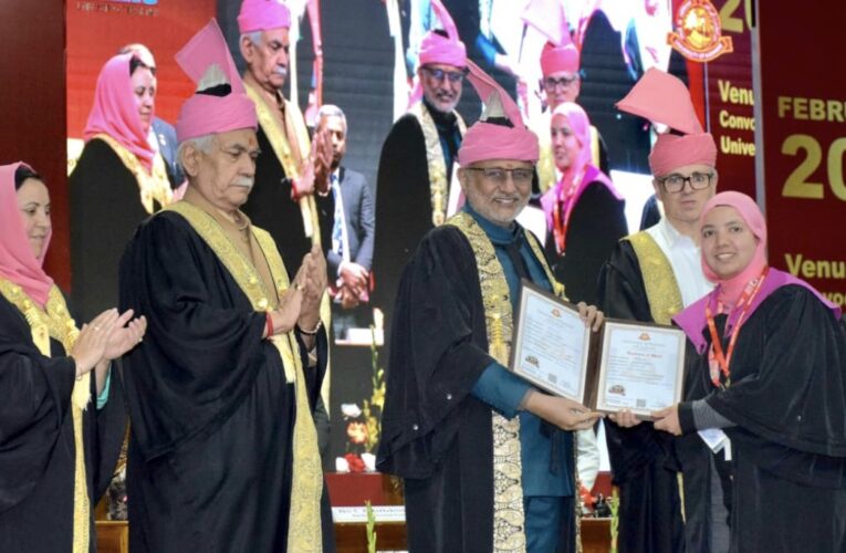 LG Manoj Sinha Urges Industry-Intellect Synergy at 21st Kashmir University Convocation; Daughters Lead with 186 Gold Medals