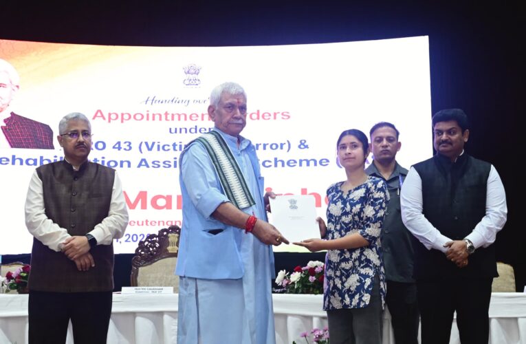 LG Manoj Sinha Issues Job Letters to Terror Victims, Vows to Dismantle Terror Ecosystem