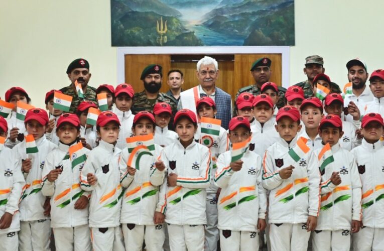Lieutenant Governor Manoj Sinha Interacts with Army Goodwill School Students on J&K Integration Tour