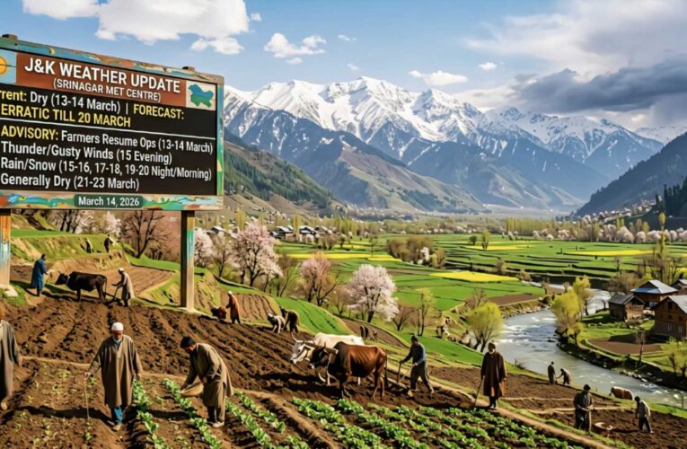 J&K Weather Forecast: Erratic Conditions to Persist Until March 20; Farmers Advised to Resume Operations