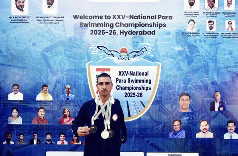 Rifleman Pushpendra Wins Three Medals at 25th National Para Swimming Championships