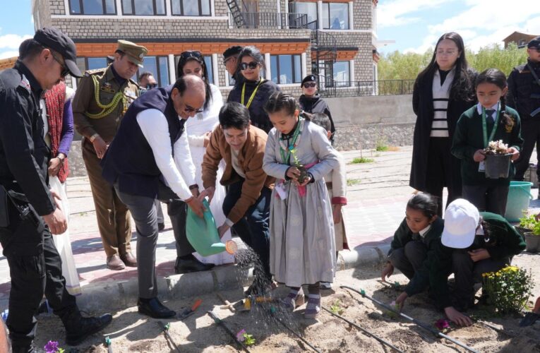 LG Ladakh Vinai Kumar Saxena Leads Earth Day Plantation Drive with DPS Leh Students