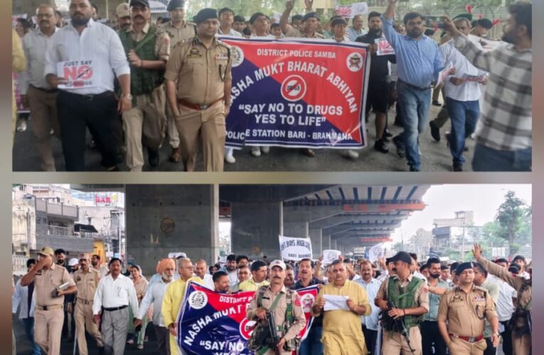 SSP Samba Anuj Kumar Leads Massive Anti Drug Awareness Rally in Bari Brahmana