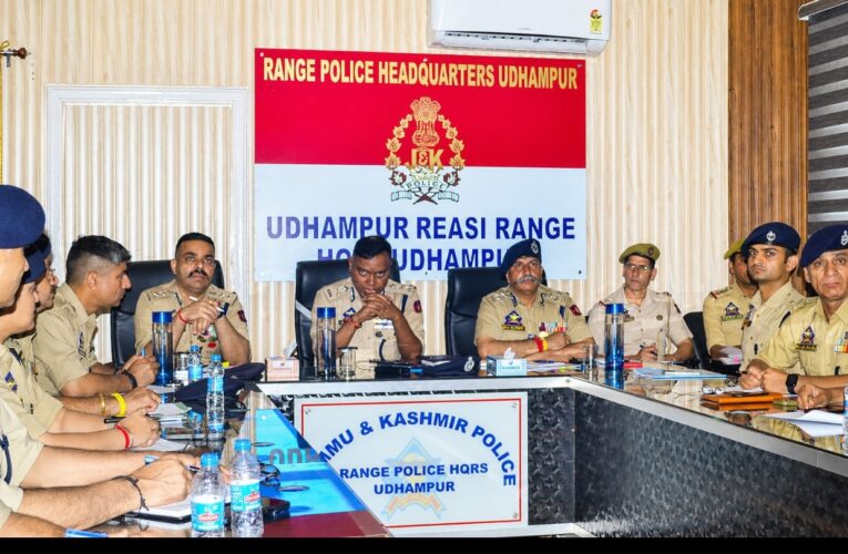 IGP Jammu Zone Bhim Sen Tuti chairs crime and security review meeting in Udhampur