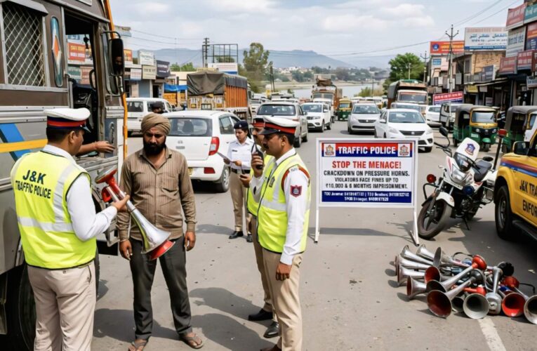 J&K Traffic Police Launch Major Crackdown on Pressure Horns; Violators Face Fines up to ₹10,000