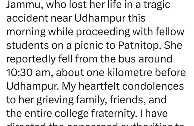 J&K Education Minister Sakeena Itoo Condoles Tragic Death of Jammu College Student in Udhampur Bus Accident