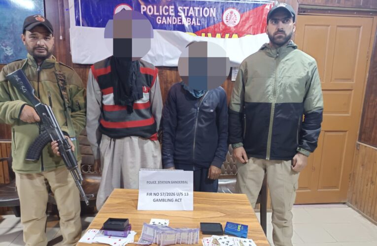Ganderbal Police Crack Down on Social Evils; Two Gamblers Apprehended in Harran Raid