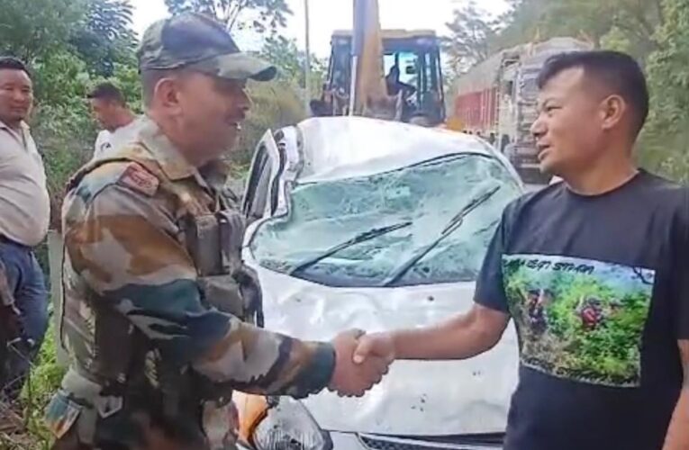 Assam Rifles Recovers Civilian Vehicle After Accident on National Highway 2