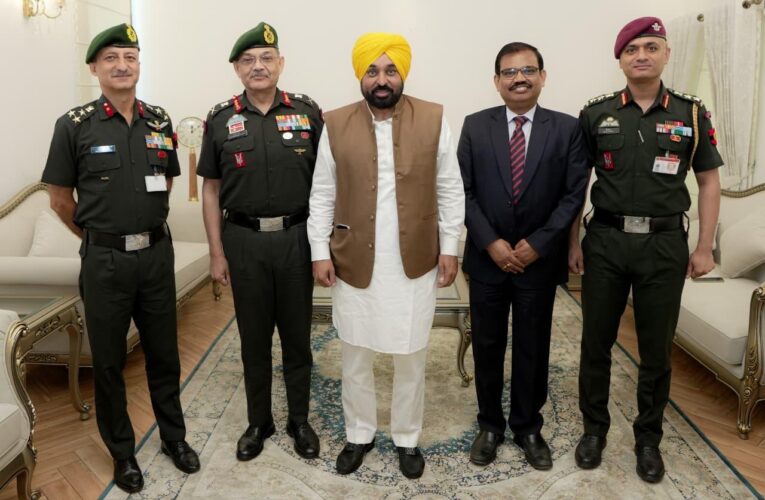 Western Command Army Commander and Punjab CM Bhagwant Mann meet to strengthen civil military synergy