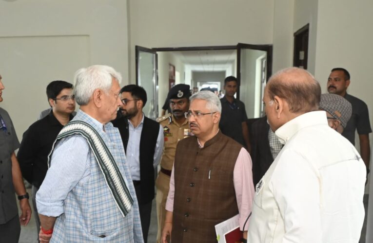 Lieutenant Governor Manoj Sinha inspects Amarnath Ji Shrine Board Yatri Niwas in Srinagar