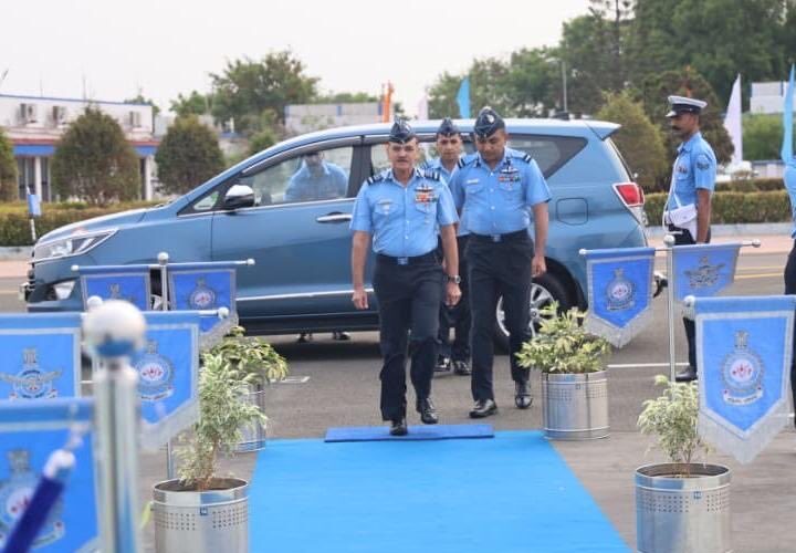 Air Officer Commanding-in-Chief Air Marshal Manish Khanna reviews operational preparedness at Sulur Air Force Station