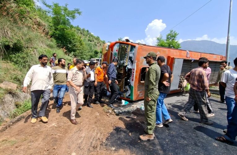 One Dead And Eleven Injured After Passenger Bus overturns in JK’s Ramban