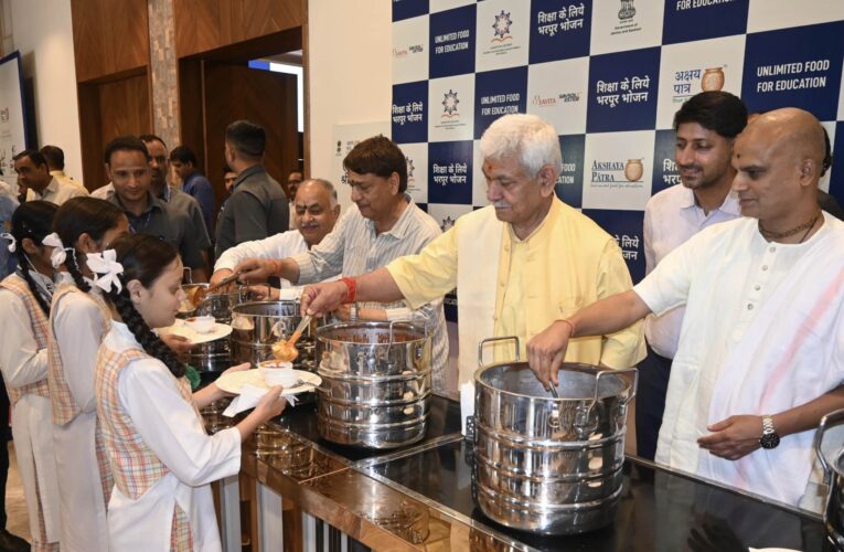 Lieutenant Governor Manoj Sinha lays foundation stone for Akshaya Patra mid day meal kitchen in Katra