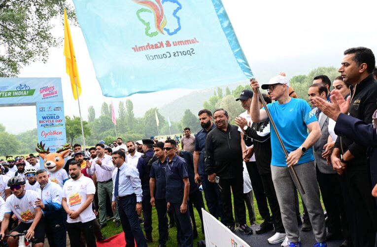Jammu and Kashmir Chief Minister Omar Abdullah flags off cyclothon on World Bicycle Day to launch sports campaign