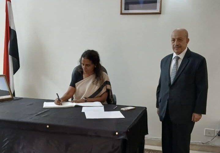 Sripriya Ranganathan visits Yemen Embassy in New Delhi to sign condolence book for former President Abdrabbuh Mansur Hadi
