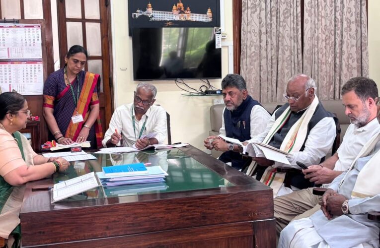 Mallikarjun Kharge files Rajya Sabha nomination from Karnataka in presence of Rahul Gandhi