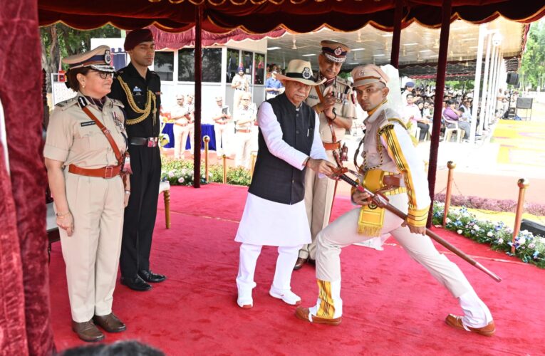 Governor Shiv Pratap Shukla reviews CISF passing out parade for 76 Assistant Commandants and 124 Sub Inspectors at NISA Hyderabad
