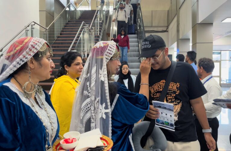 Srinagar International Airport welcomes arriving passengers with traditional Tika to mark Yatri Suvidha Divas