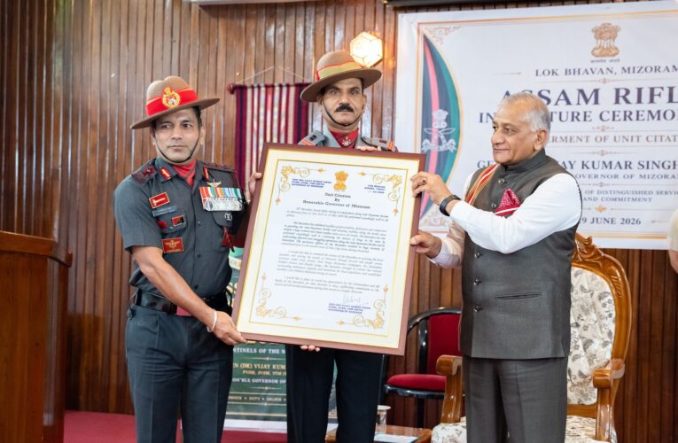 Mizoram Governor awards unit citation to 20th Battalion Assam Rifles