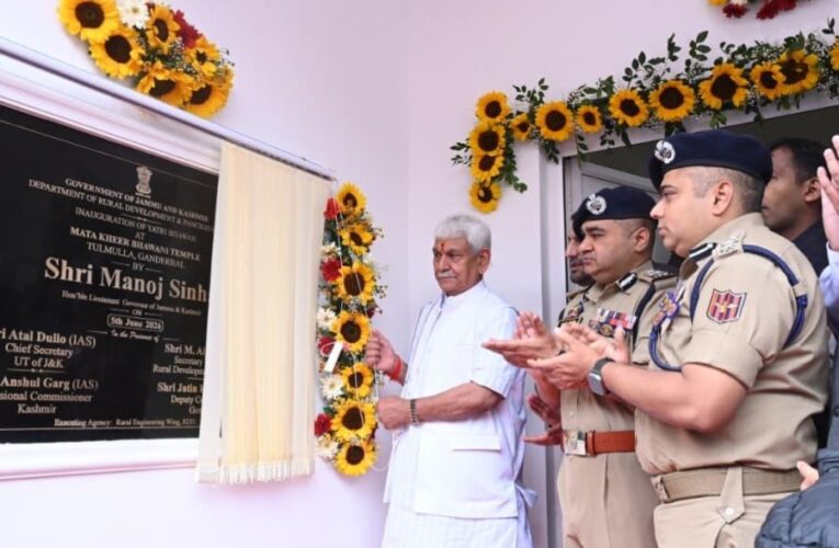 Lieutenant Governor Manoj Sinha inaugurates new Yatri Bhawan at Mata Kheer Bhawani Temple in Ganderbal