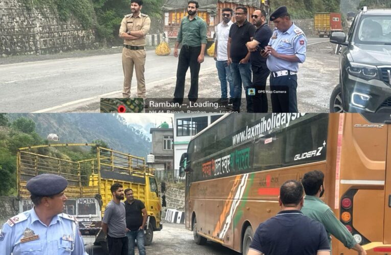 Ramban motor vehicles department enforcement drive penalizes traffic violators on national highway