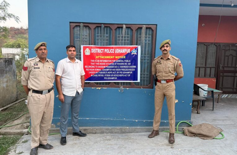 Udhampur police attaches property worth 20 lakh belonging to drug peddler