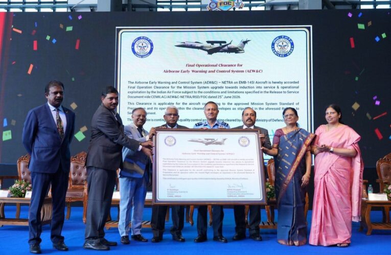 Indian Air Force receives final operational clearance for indigenous airborne early warning and control system Netra