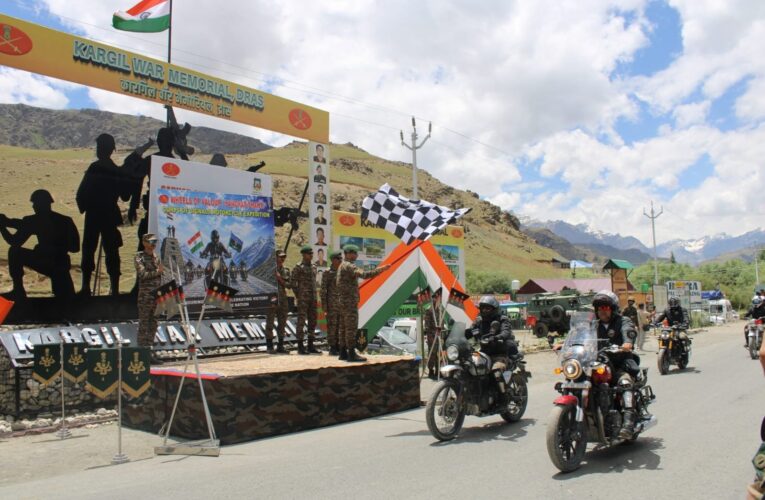 Corps of Signals motorcycle expedition reaches Kargil War Memorial in Dras to mark Kargil Vijay Diwas