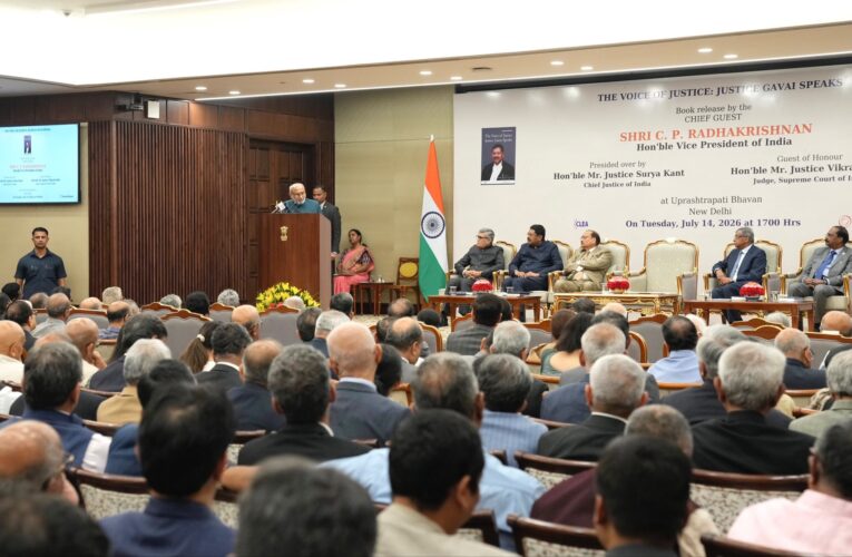 Vice President Radhakrishnan Releases ‘The Voice of Justice’ Book at Uprashtrapati Bhavan