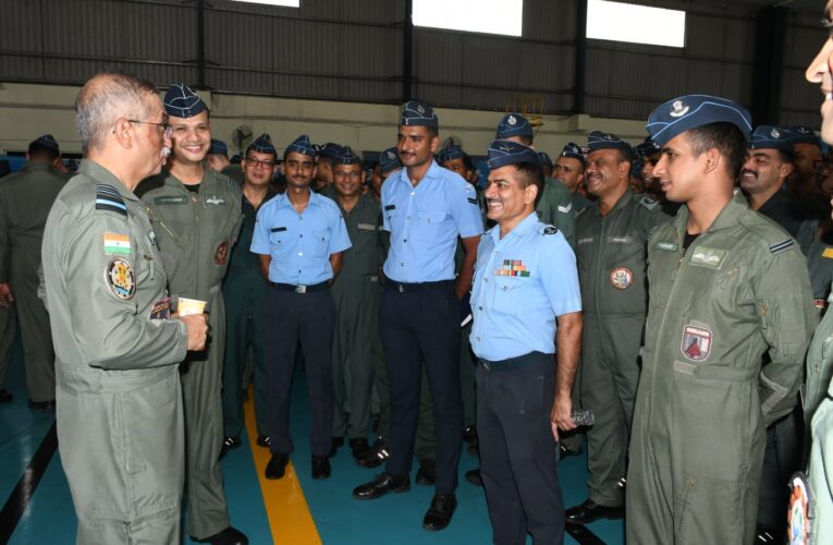 Central Air Command Chief Reviews Operational Readiness at Air Force Station Gwalior