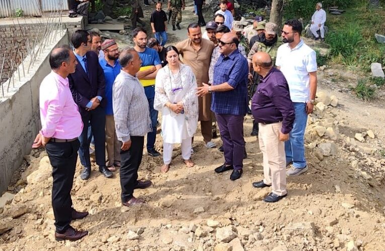 Deputy Chief Minister inspects under construction Seerbagh Sempora Bridge in Srinagar