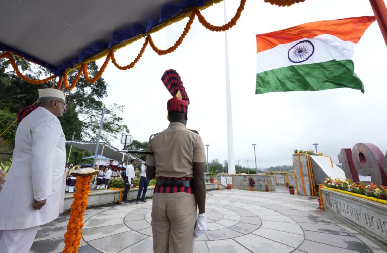 Vice President C. P. Radhakrishnan Hoists National Flag at Historic Flag Point in Sri Vijaya Puram